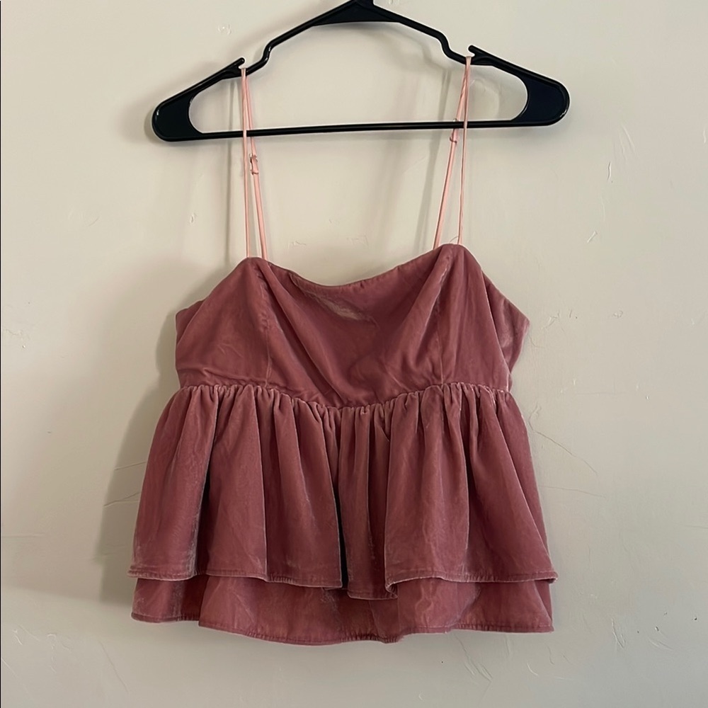 Urban outfitters pink velvet crop